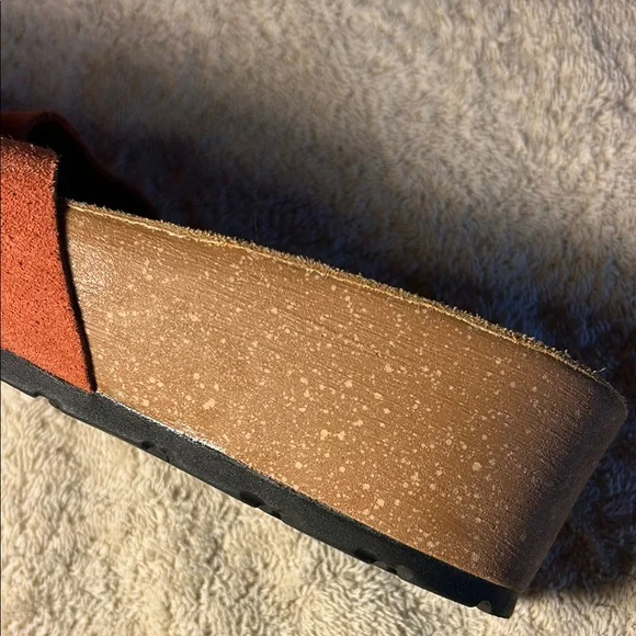 NWOT Marina Luna Orange Suede Slide Sandals - Picture 5 of 6